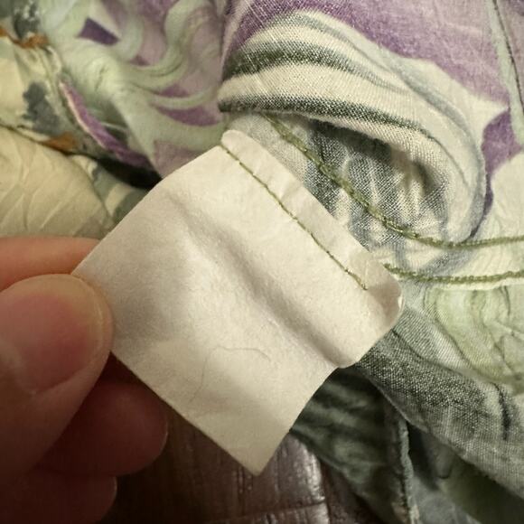 JAMS WORLD Shirt Sage Green Palm Leaves Button Up Hawaiian Tropical Beach - Picture 6 of 7